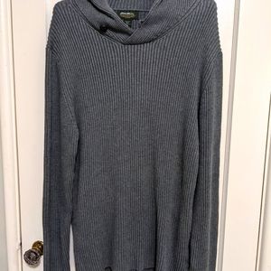 Eddie Bauer Men's Heathered Grey Size Tall Large Cowlneck Knit Sweater